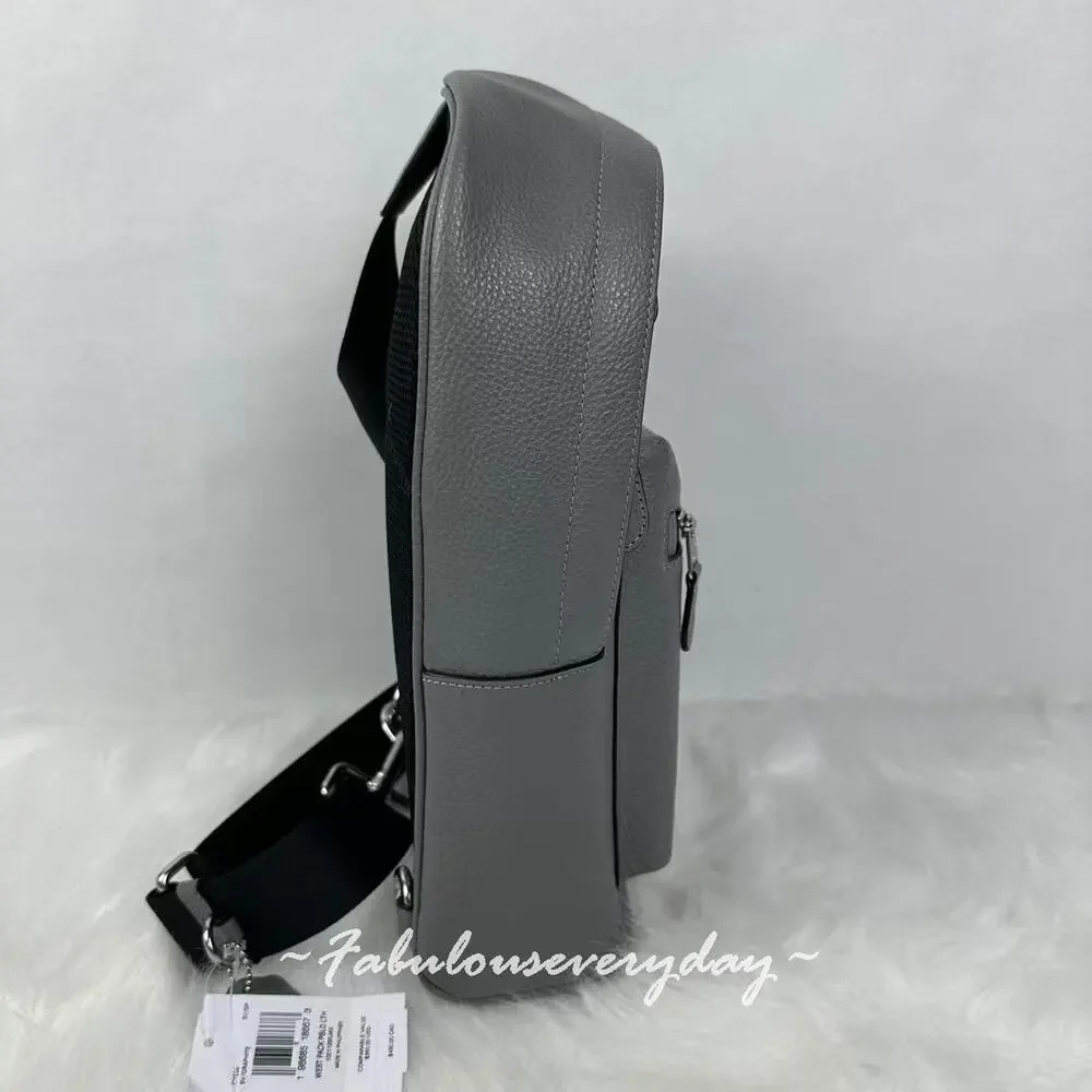Coach Men's West Pack In Pebbled Leather/Silver/Graphite CY206 NWT